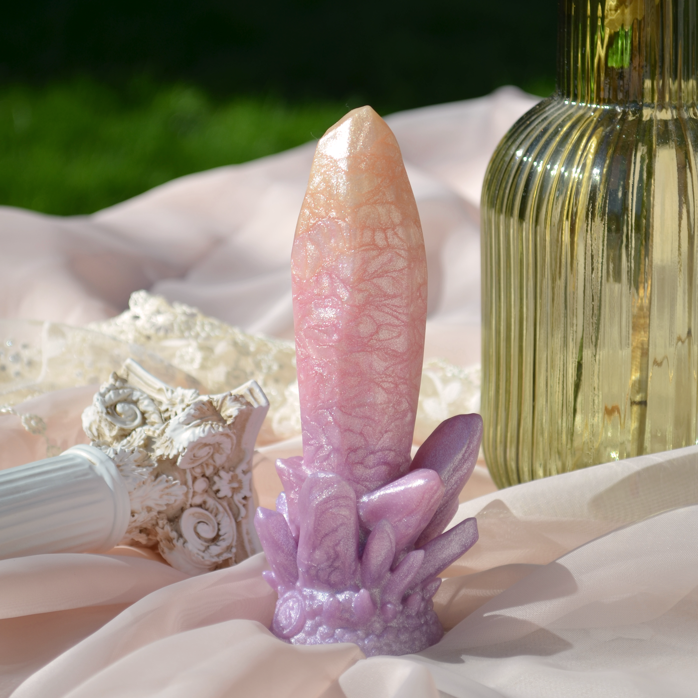 Echo Blossomy Garden : Lilac-Pink-Peach Pastel Fade Crystal Dildo | Fera Daemon Echo Blossomy Garden : Lilac-Pink-Peach Pastel Fade Crystal Dildo | Fera Daemon