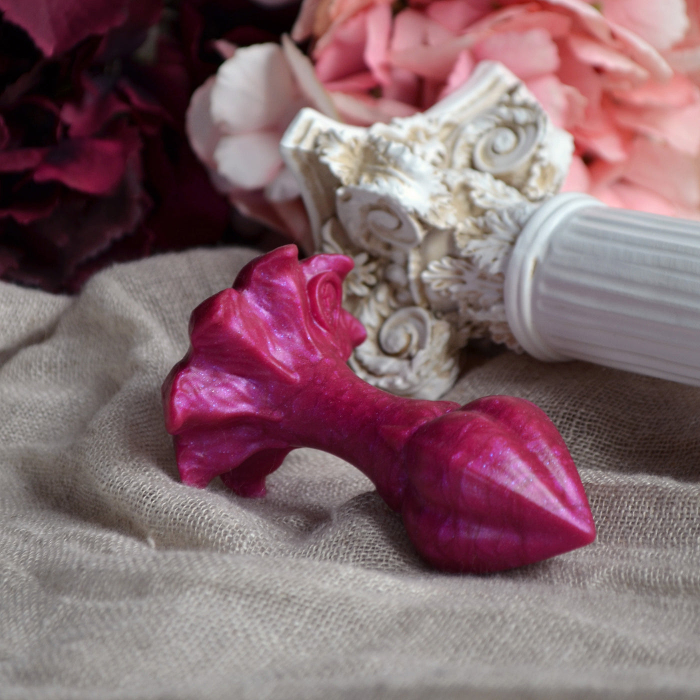 Plug fantasy en silicone en forme de bouton de fleur rose, idéal comme sextoy anal