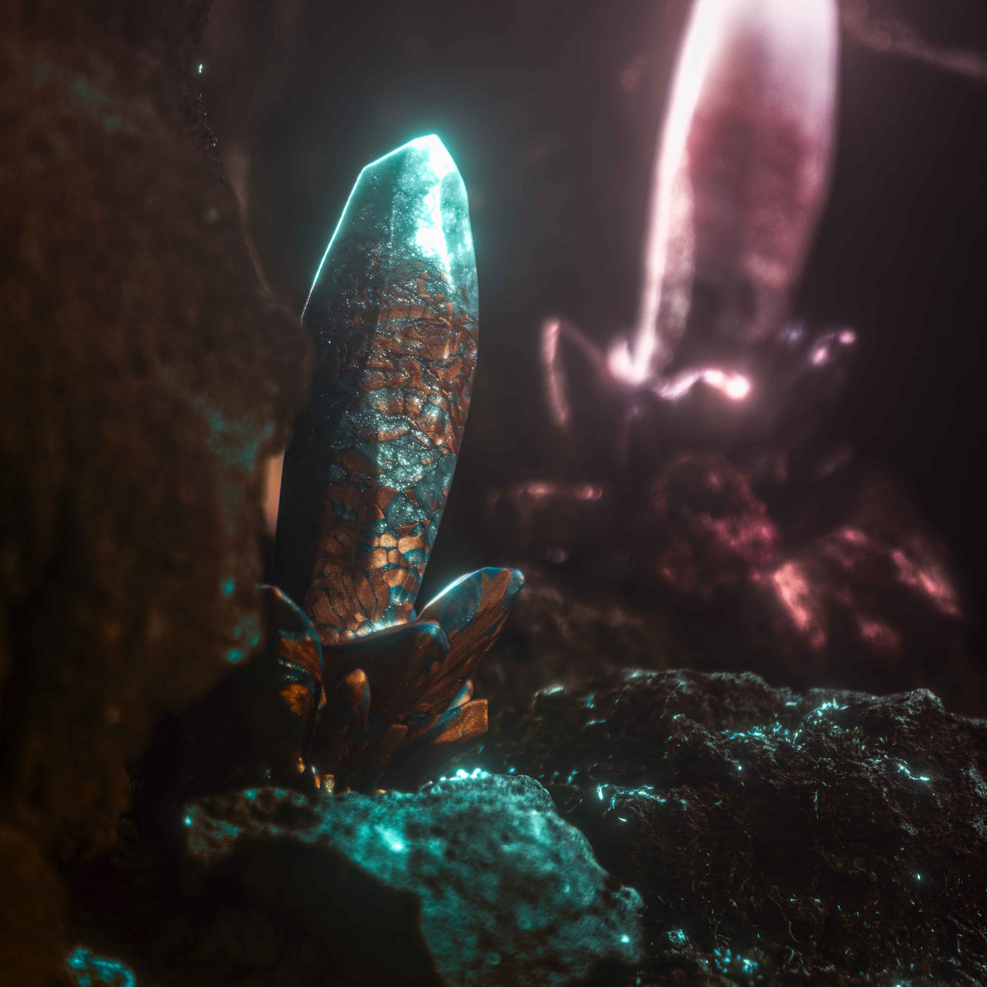 Echo Lurachne : Aqua, Turquoise and Copper Crystal Dildo | Fera Daemon Echo Lurachne : Aqua, Turquoise and Copper Crystal Dildo | Fera Daemon