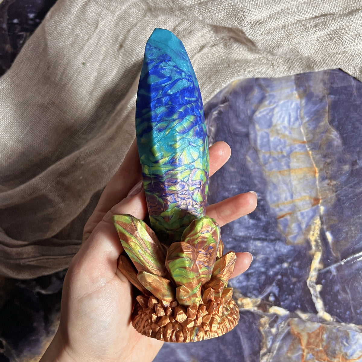 Echo Peafowlfeather : Blue, Turquoise, Green and Copper Crystal Dildo ...